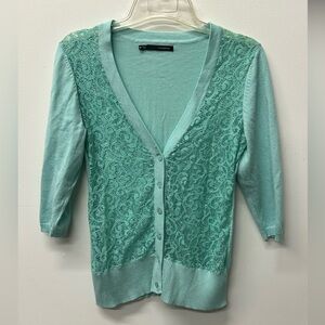 Maurices Teal Lace Cardigan Sweater